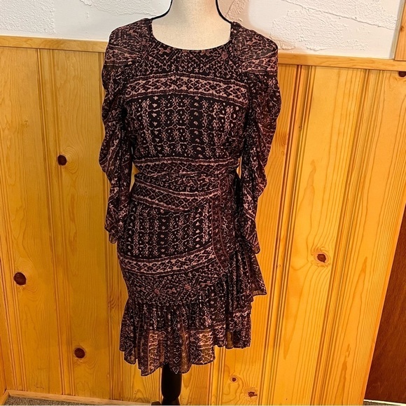 NWT Ulla Johnson Aicha Ikat Silk Chiffon Mini Dress Sz-8 - Picture 2 of 11